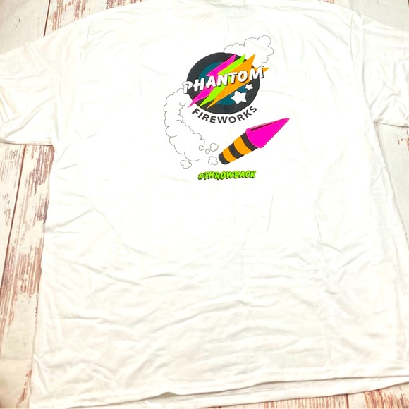 Gildan Heavy Cotton Short Sleeve Tee Shirt White Phantom Fireworks Sz XL - Picture 11 of 11